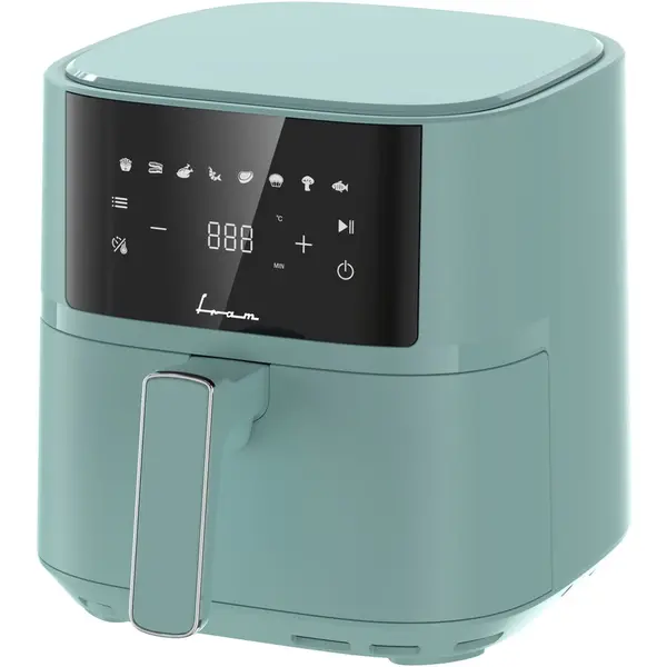 Fram Friteuza cu aer cald Fram FAF-B6GR17SQ, 1700W-2200W, capacitate 5.7L, 8 programe presetate, panou de comanda electronic, timp maxim de preparare: 60 min, Verde