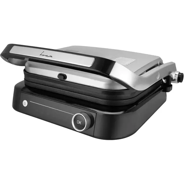 Fram Gratar electric FRAM FEG-2100SSBK, 2100W, deschidere 180˚, placi detasabile, 7 programe presetate + manual, senzori pentru detectare grosime, temperatura reglabila, dimensiuni placi: 31.3 x 24.4cm, Argintiu