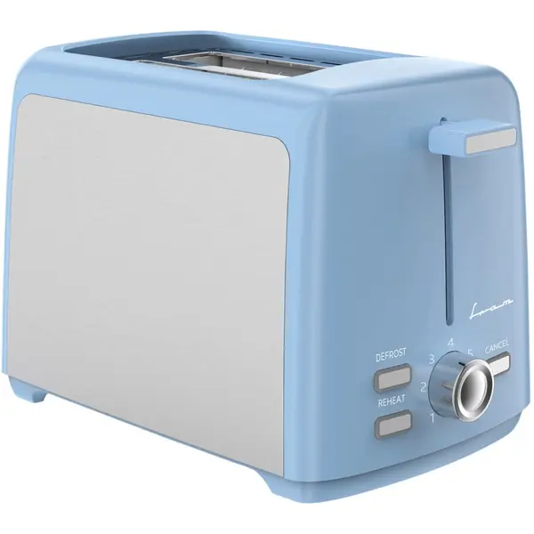 Fram Prajitor de paine Fram FTP-800SSBL, 800W, capacitate 2 felii, functi, 7 niveluri de rumenire, tavita detasabila pentru firimituri, Albastru