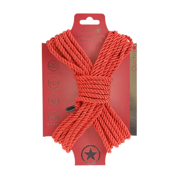 Frânghie OUCH! Bondage Rope, pentru jocuri erotice BDSM, lungime 10 metri, culoare roșu