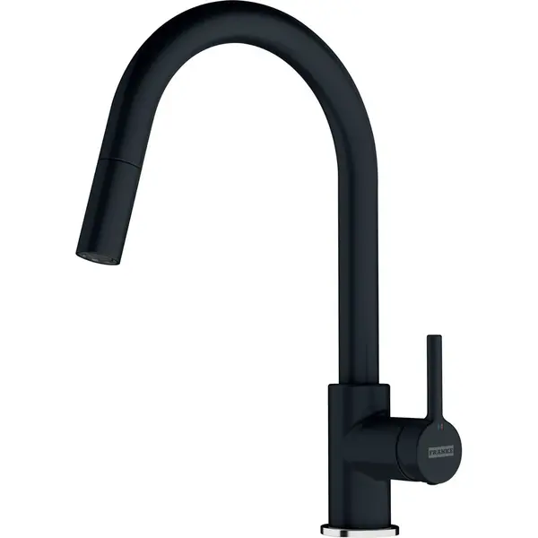 Franke Baterie Franke Lina J Extractibil, rotatie pipa 150 grade, racorduri flexibile inox, discuri ceramice, Negru