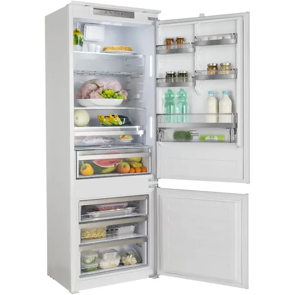 Franke Combina frigorifica incorporabila Franke FCB 400 TNF NE E, 384 l, Total No Frost, Clasa E, Comanda Electronica, Sertar Fresh Zone cu control umiditate, Usi Reversibile, Sistem Direct Cooling Ventilator, Inaltime 193.5 cm, Alb