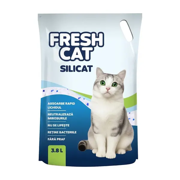 FRESH CAT, așternut igienic pisici, granule, silicat, neutralizare mirosuri, 3.8l