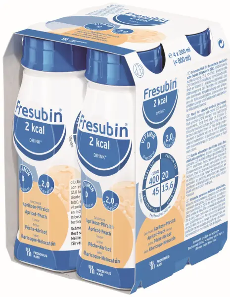 Fresubin 2kcal Drink cu Fibre, Caise cu Piersici, 4 x 200 ml, Fresenius Kabi