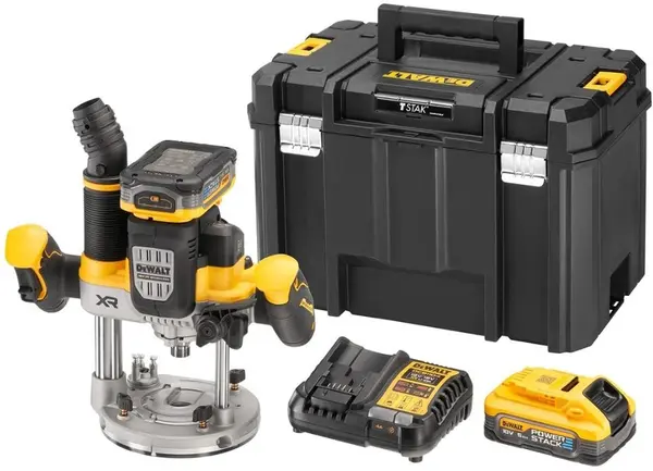 Freza cu acumulator DeWALT - DCW620H2-QW, 18 V, cu baterii și încărcător