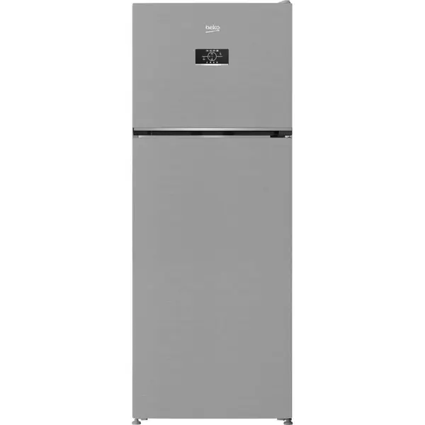 Frigider cu doua usi BEKO B3RDNE504HXB, No Frost, 477 l, Usi reversibile, Avertizare luminoasa, H 186.5 cm, HarvestFresh, Display, AeroFlow, Argintiu, Clasa E