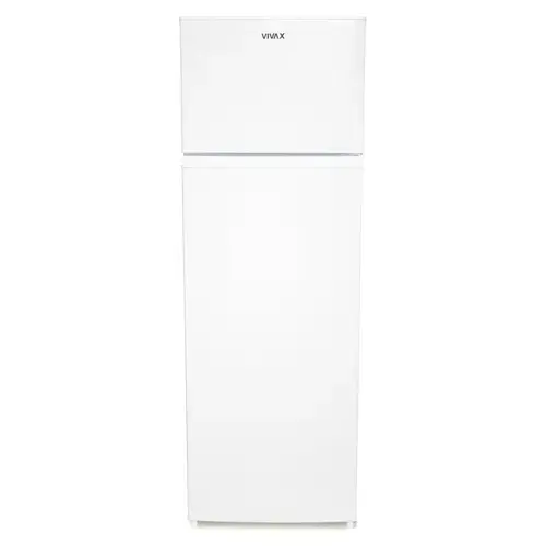 Frigider cu doua usi VIVAX DD-235E W, 235L, Clasa E, Termostat reglabil, Iluminare LED, Usi reversibile, Suprafata painted metal, 4 Rafturi de Sticla securizata, H 159 cm (Alb)
