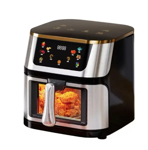 Friteuza cu Aer Cald 12L putere 3000W display digital touch 8 programe cu geam