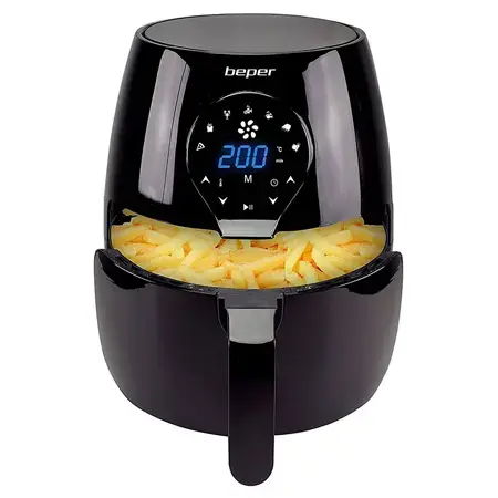Friteuza cu aer cald BEPER BP101050, 1450 W, 5 l, 7 programe, Temporizator (Negru)