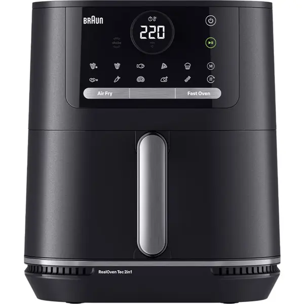 Friteuza cu aer cald Braun MultiFry 5 HF5034, 1700W, 6l, 15 programe, Termostat reglabil, Timer, Negru/Argintiu