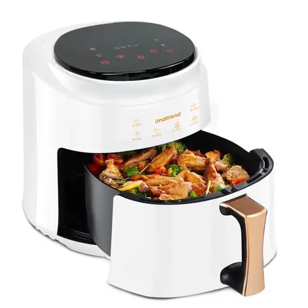 Friteuza cu aer cald fara ulei IMA Trend XL Air Fryer 1400W, 8L, Alb – Display digital, Timer 60 min