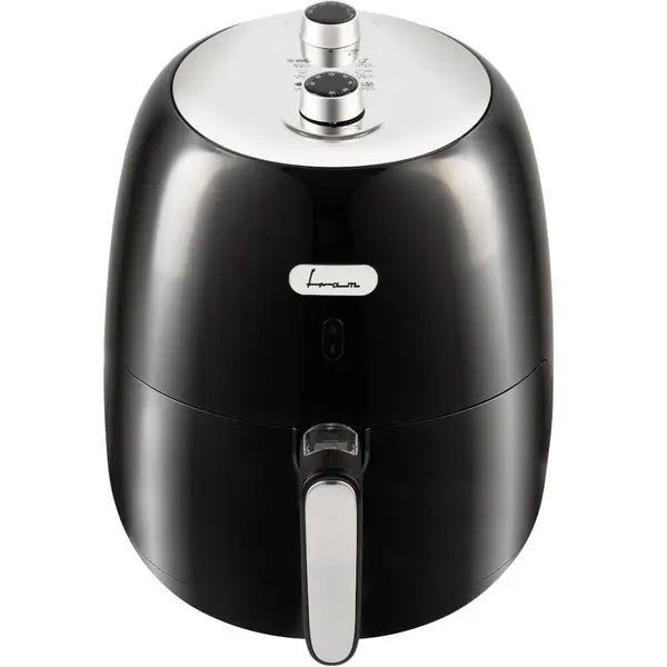 Friteuza cu aer cald Fram FAF-1500BK, 1500 W, 3.2L, Vas detasabil anti-adeziv, Termostat reglabil 80-200˚C, Temporizator 30 min, Protectie supraincalzire, Negru