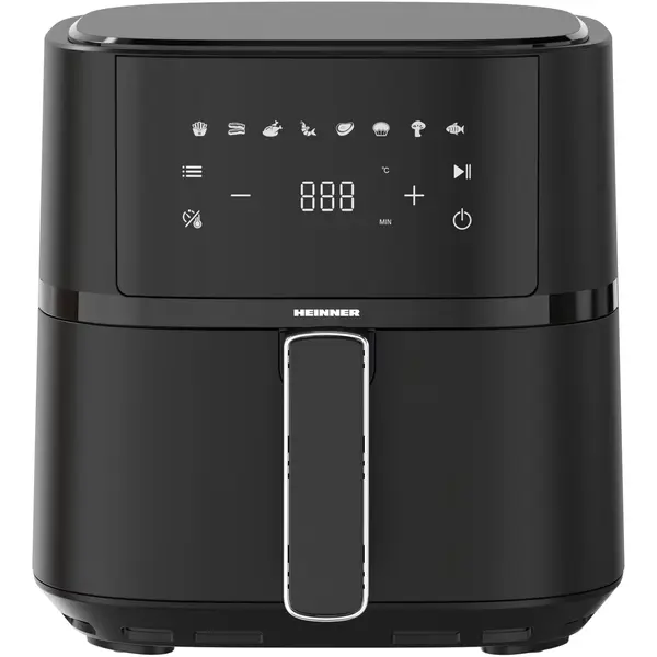 Friteuza cu aer cald Heinner BlackMatte HAF-B4BK1500, 1500 W, 4 l, 8 programe presetate, Control digital, Termostat reglabil, Timer, Negru