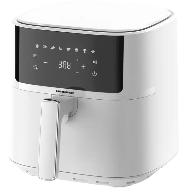 Friteuza cu aer cald Heinner WhiteElinn HAF-B6WH17SQ, 1700 W, 5.7 l, 8 programe, Termostat reglabil, Alb