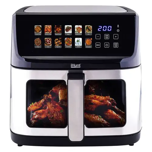 Friteuza cu aer cald iHunt BRO Air Fryer Ultra, 11 l, 12 programe, Termostat 80-200 C, Timer, Control digital Touch (Argintiu/Gri)
