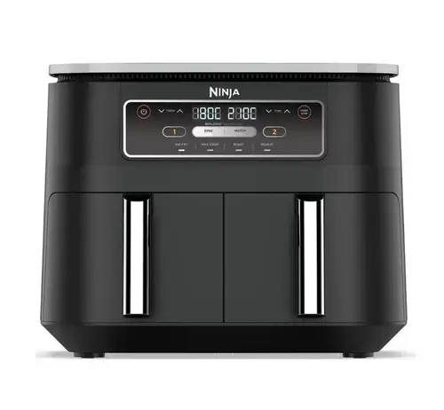 Friteuza cu aer cald Ninja AF200EU Dual Zone, 2400 W, 7.6 L, 4 programe (Negru)