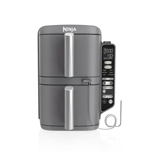 Friteuza cu aer cald Ninja Double Stack XL Smart SL451, 2470 W, 8 programe, 9.5 l, Oprire automata (Gri)