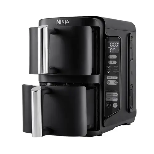 Friteuza cu aer cald Ninja DoubleStack SL300EU, 7.6 l, 2470 W, 2 placi cu invelis ceramic, 6 programe (Negru)