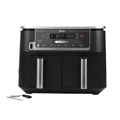 Friteuza cu aer cald Ninja Foodi Max Dual Zone AF451EU, 2470 W, Sistem Smart Cook, 9.5 l, 2 sertare, 6 functii de gatit (Negru)