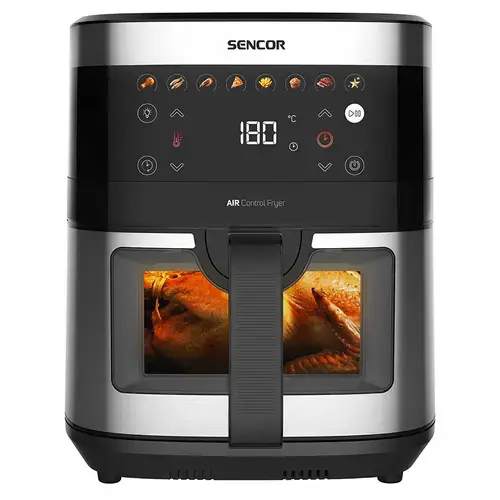 Friteuza cu aer cald Sencor SFR9000SS, 9 L, 1700 W, Afisaj LED, 7 programe (Negru/Argintiu)