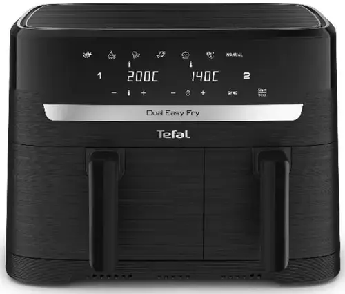 Friteuza cu aer cald Tefal Dual Easy Fry Essential EY901N10, 8.3 l, 7 programe, 2700 W, Afisaj LCD (Negru)