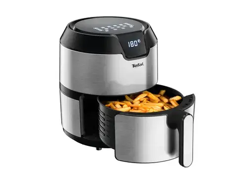 Friteuza cu aer cald Tefal Easy Fry Deluxe EY 401D, 4.2 l, 1.2 kg mancare, 4 programe, 1500 W, Afisaj LCD (Argintiu/Negru)