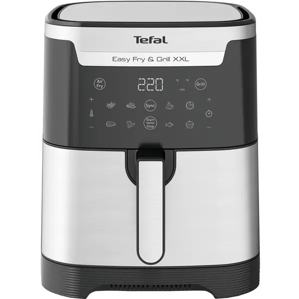 Friteuza cu aer cald Tefal Easy Fry & Grill XXL EY801D15, 1830 W, 6.5 l, 8 programe, ecran LCD, timer, oprire automata, negru