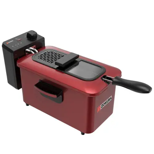 Friteuza cu filtru de ulei Zokura Z1438, 3 L, 2000 W (Rosu)