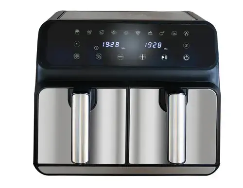 Friteuza dubla cu aer cald Unold 58685, 8 l, 1700 W, 10 programe, Temperatura ajustabila 60-200 C (Negru/Argintiu)