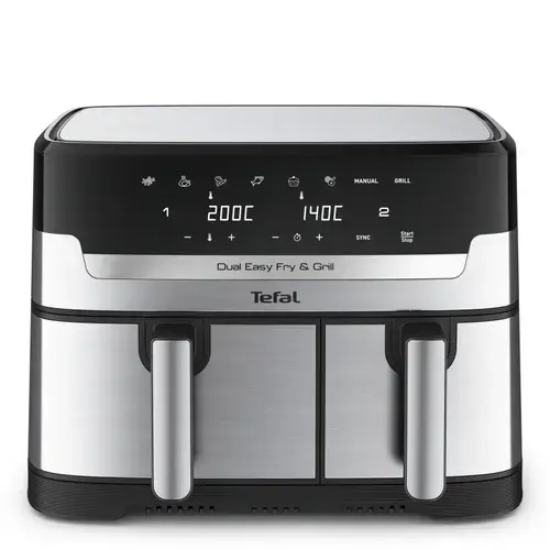 Friteuza dubla Tefal EY905D10, 2700 W, 8.3 l, 8 programe, LCD Touchscreen (Negru/Argintiu)