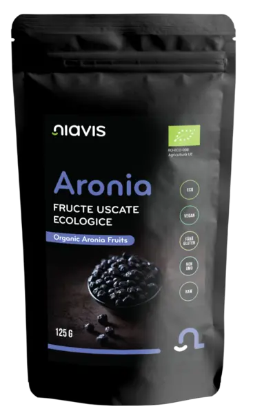 Fructe uscate raw ecologice Aronia, 125g, Niavis