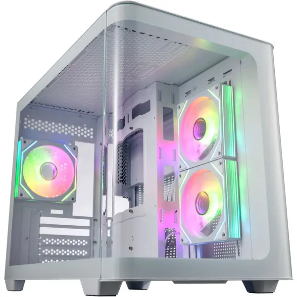 FSP Carcasa FSP S380, Micro Tower, Alb, Tempered Glass