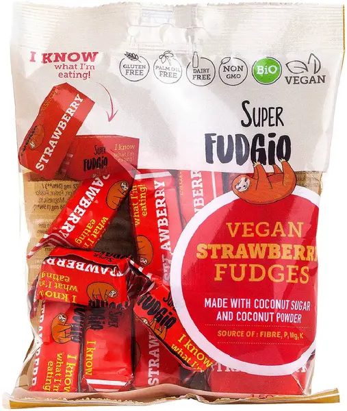 Fudge bio vegan fără gluten, căpșuni, 150 g, Super Fudgio