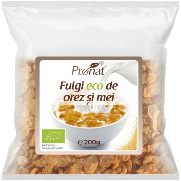 Fulgi Bio de Orez si mei, 200g