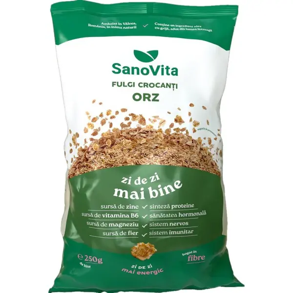 Fulgi Crocanti de Orz, Sanovita, 250 g