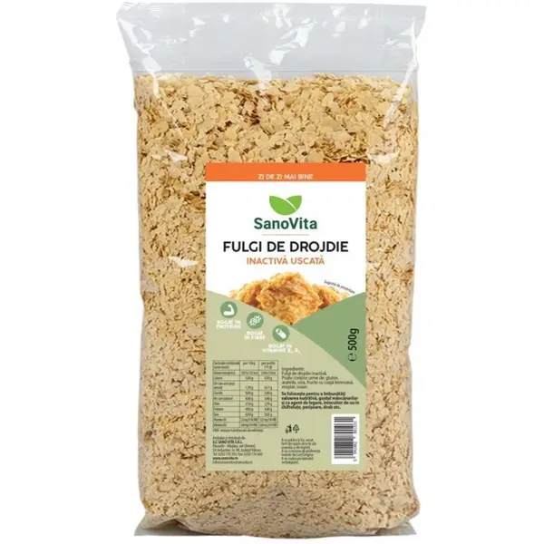 Fulgi de Drojdie Uscata, Inactiva, Sanovita, 500 g