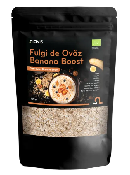 Fulgi de ovaz Banana Boost Ecologici, 250g, Niavis