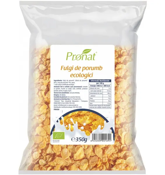 Fulgi de porumb Bio, 350g, Pronat