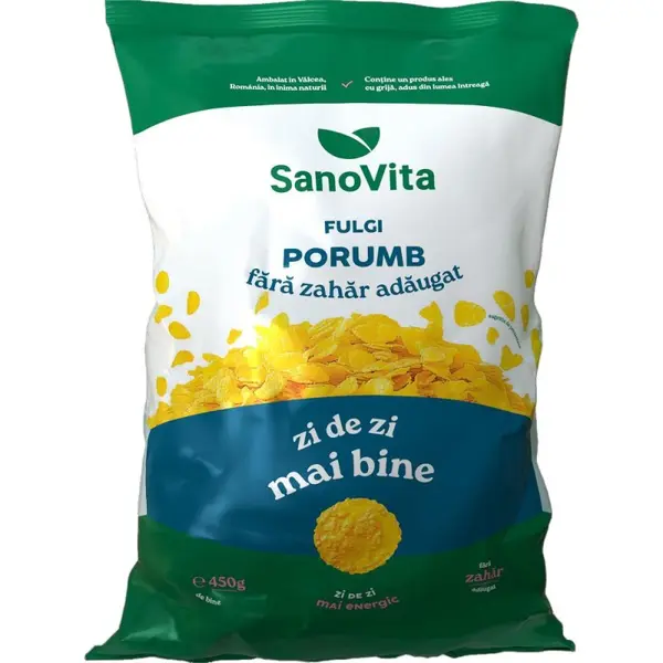 Fulgi de Porumb fara Zahar Adaugat, Sanovita, 450 g