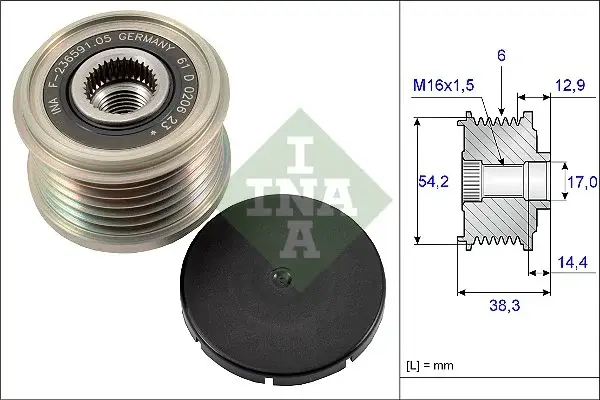 Fulie alternator VOLVO S80 II, V70 III; CITROEN BERLINGO, BERLINGO MULTISPACE, C1 II, C2, C3 AIRCROSS II, C3 I, C3 II, C3 III, C3 PICASSO, C3 PLURIEL, C4, C4 AIRCROSS, C4 CACTUS 1.0-2.2D dupa 1996