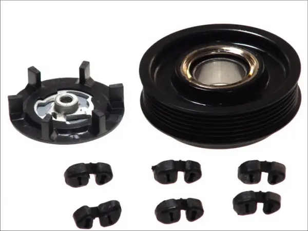 Fulie ambreiaj compresor AC clima (DENSO 7SEU17C 6PK 115mm) ALFA ROMEO MITO; CHEVROLET AVEO; FIAT DOBLO, GRANDE PUNTO, LINEA, PUNTO, PUNTO EVO, QUBO; FORD KA; OPEL AGILA 1.3D 1.7D dupa 2003