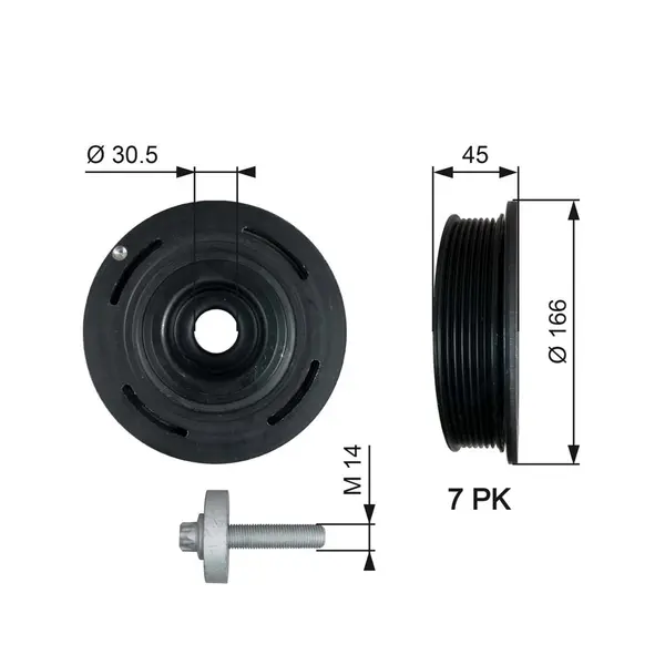 Fulie curea, arbore cotit GATES TVD1054A