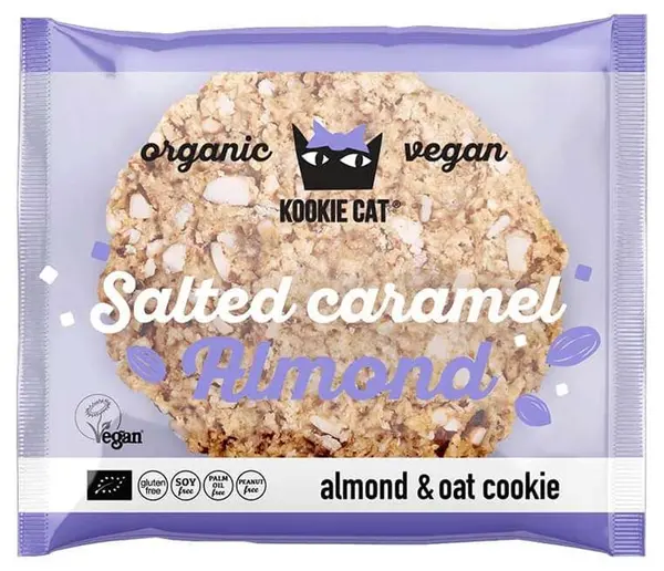 Fursec bio cu caramel sărat și migdale, 50 g, Kookie Cat