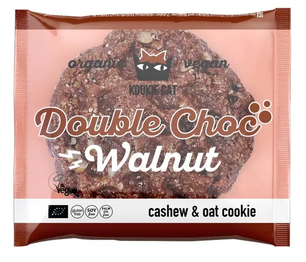 Fursec bio cu ciocolată dublă și nuci, 50 g, Kookie Cat