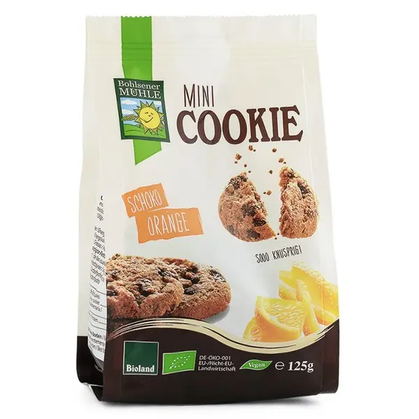 Fursecuri Bio cu Ciocolata si Portocale, 125g Bohlsener Muhle