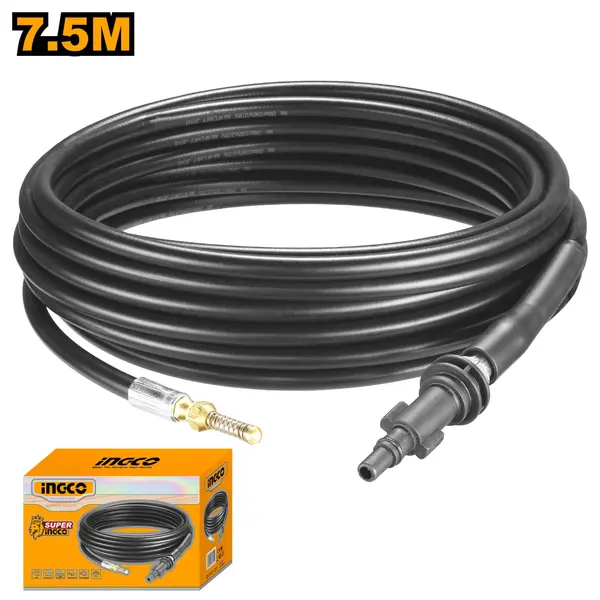 Furtun Curatare Tevi 7.5m INGCO AHPH7511 pentru Aparat Spalat cu Presiune, 150 Bar, Cap cu Arc pentru Desfundare Conducte si Canalizari