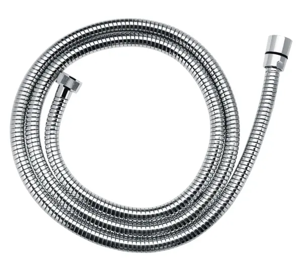 Furtun de dus anti-twist extensibil Inula, 150-200 cm, cu impletitura metalica si capat conic, crom