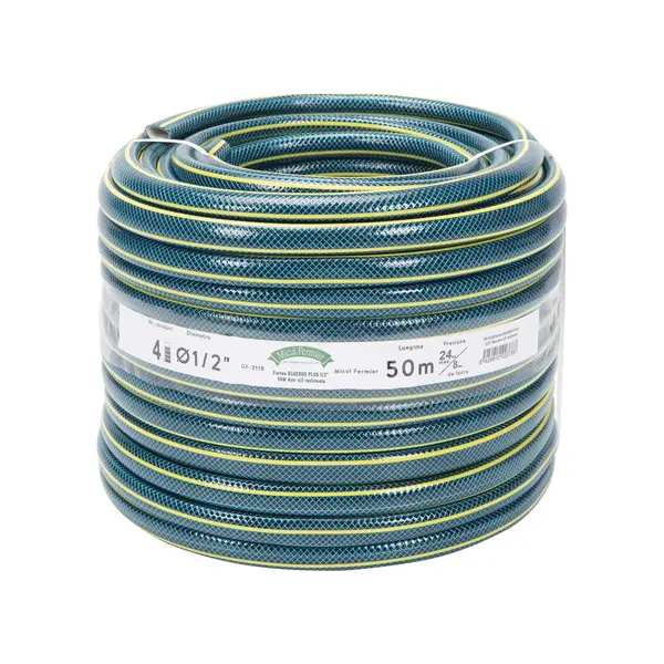 Furtun Gradina cu Insertie, Bluebos Plus, 1/2 toli, 50m, 4 Straturi, Clasa 3 Rezistenta, Micul Fermier GF-2118