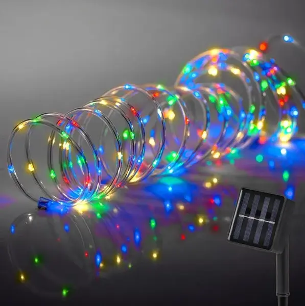 Furtun luminos solar cu 100 becuri LED, 4.95 m, multicolor