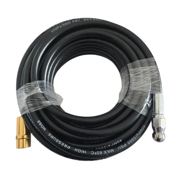 Furtun pentru curatarea tevilor de canalizare HAWIRE, Lungime 30m, Anti-strangulare, Duza cu 4 orificii de pulverizare, Compatibil cu Karcher K2-K7, N